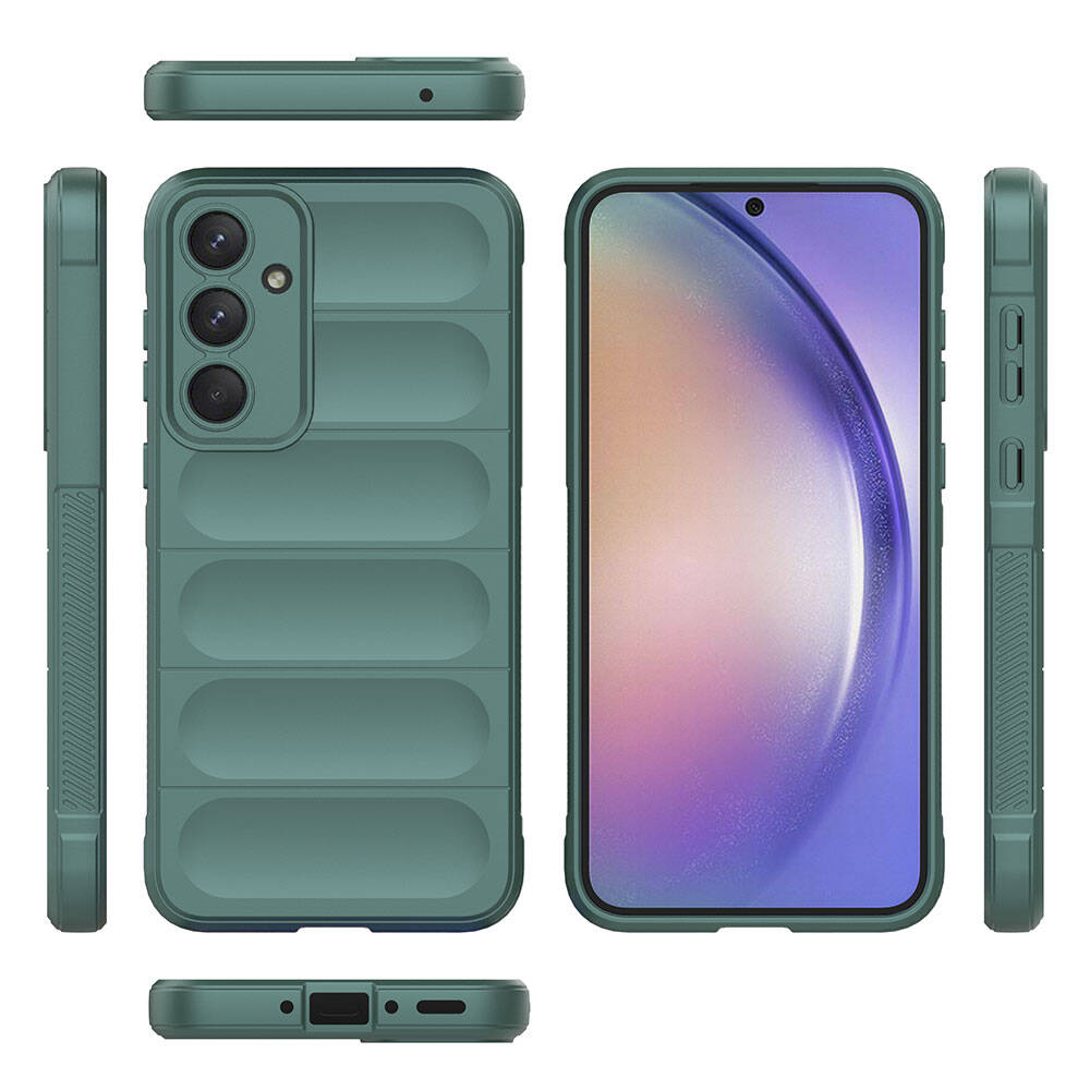 Galaxy A35 Case Flexible TPU Hollow Back Surface Design Zore Ethnic Silicone Cover Navy Blue