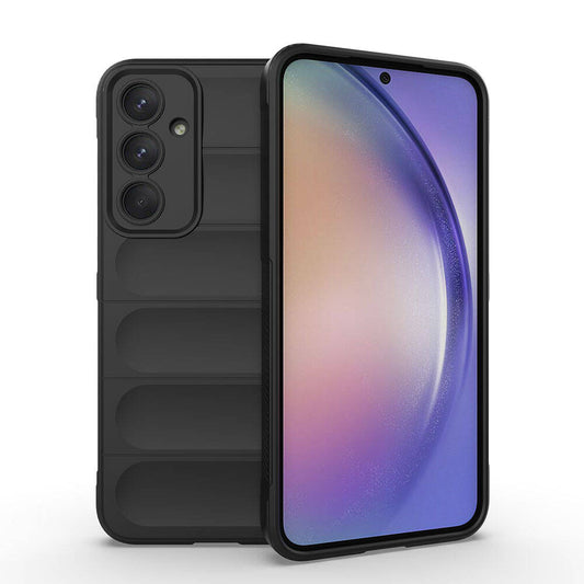 Galaxy A35 Case Flexible TPU Hollow Back Surface Design Zore Ethnic Silicone Cover Black