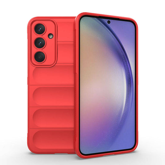 Galaxy A35 Case Flexible TPU Hollow Back Surface Design Zore Ethnic Silicone Cover Red