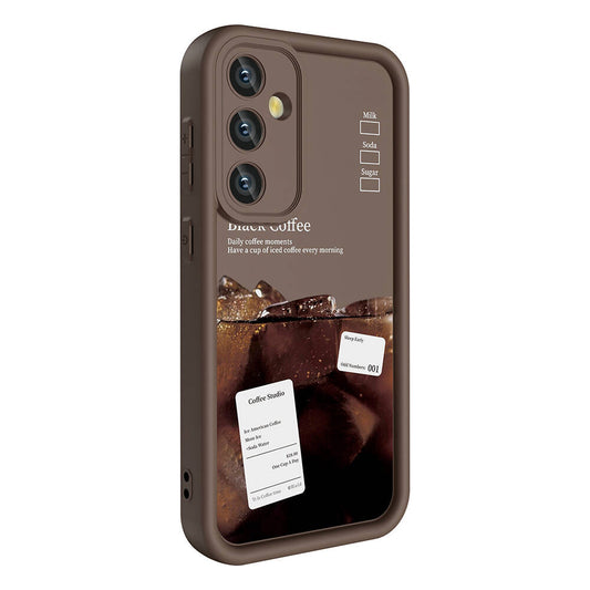 Galaxy A35 Case Camera Protection Printed Back Surface Zore Classy Cover Dark Brown 