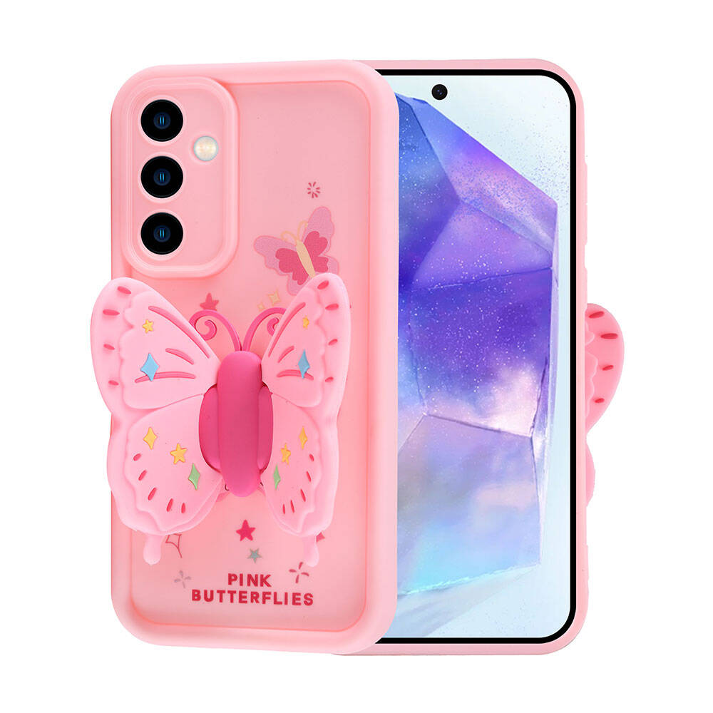 Galaxy A35 Case Camera Protection Figure Design Zore Cover Pink Dark