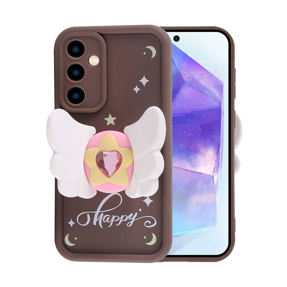 Galaxy A35 Case Camera Protection Figure Design Zore Cover Pink Dark