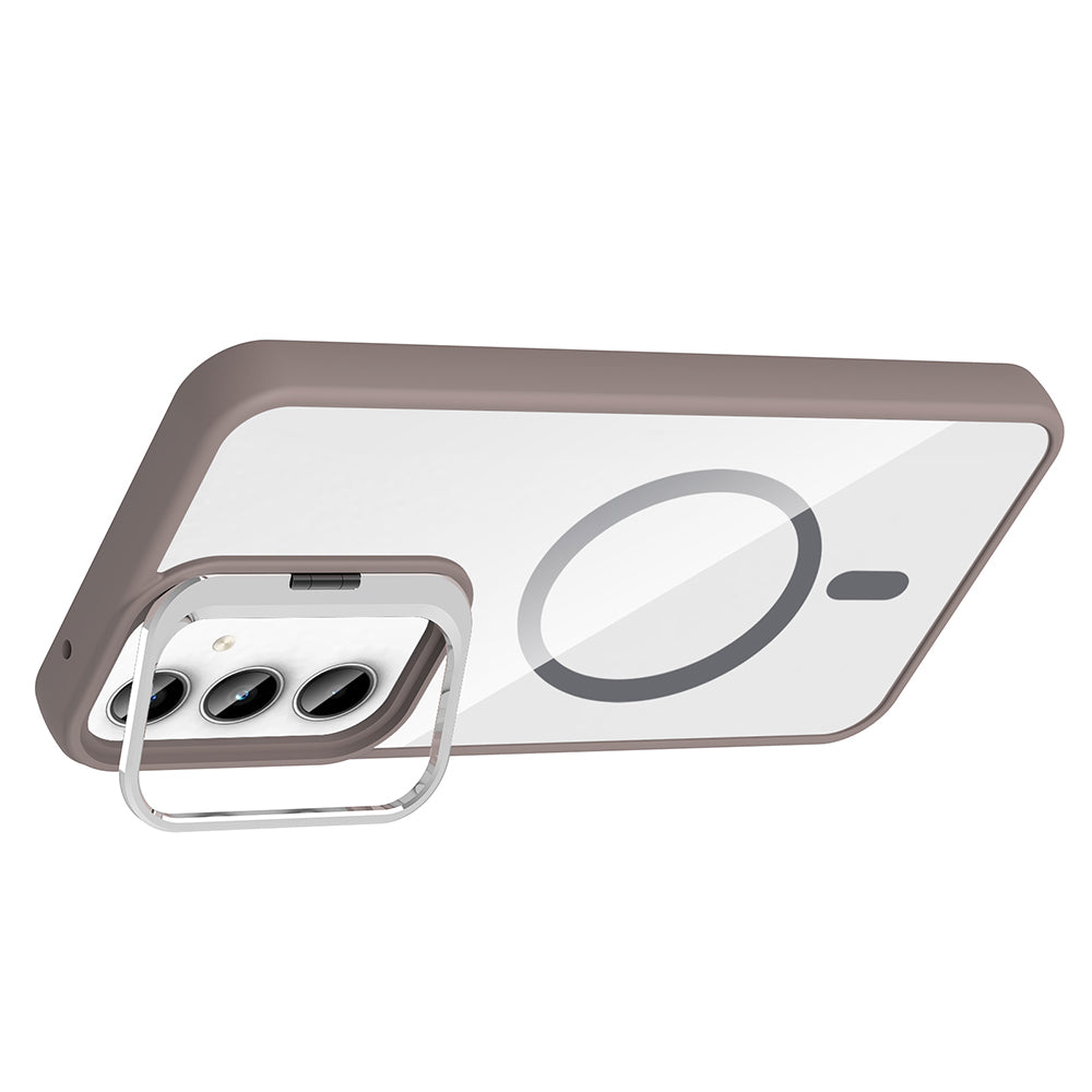 Galaxy A35 Case with Stand and Camera Lens Gift, M-Safe Charging Function, Zore Etro Cover Desert Titanium 