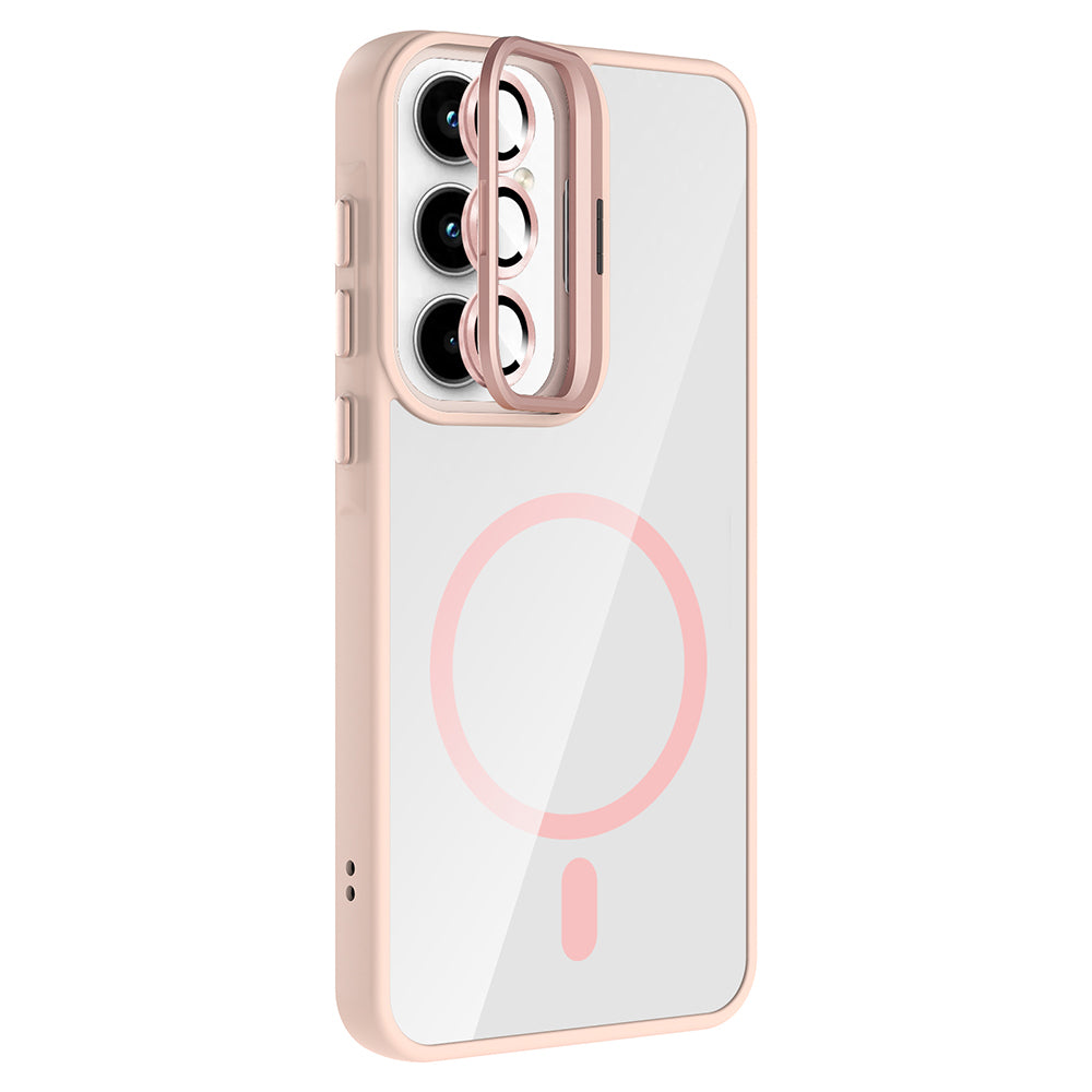 Galaxy A35 Case with Stand and Camera Lens Gift, M-Safe Charging Feature, Zore Etro Cover Black 