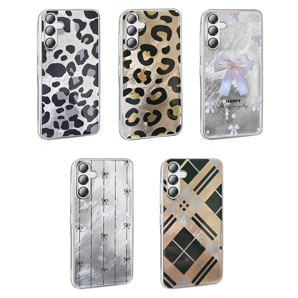 Galaxy A36 Case Patterned Zore Mep Cover Gold Leopard