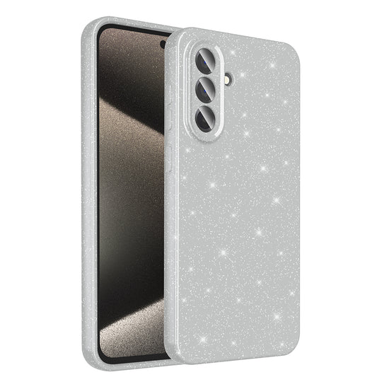 Galaxy A36 Case Camera Protection Glitter Luxury Zore Cotton Cover Silver 