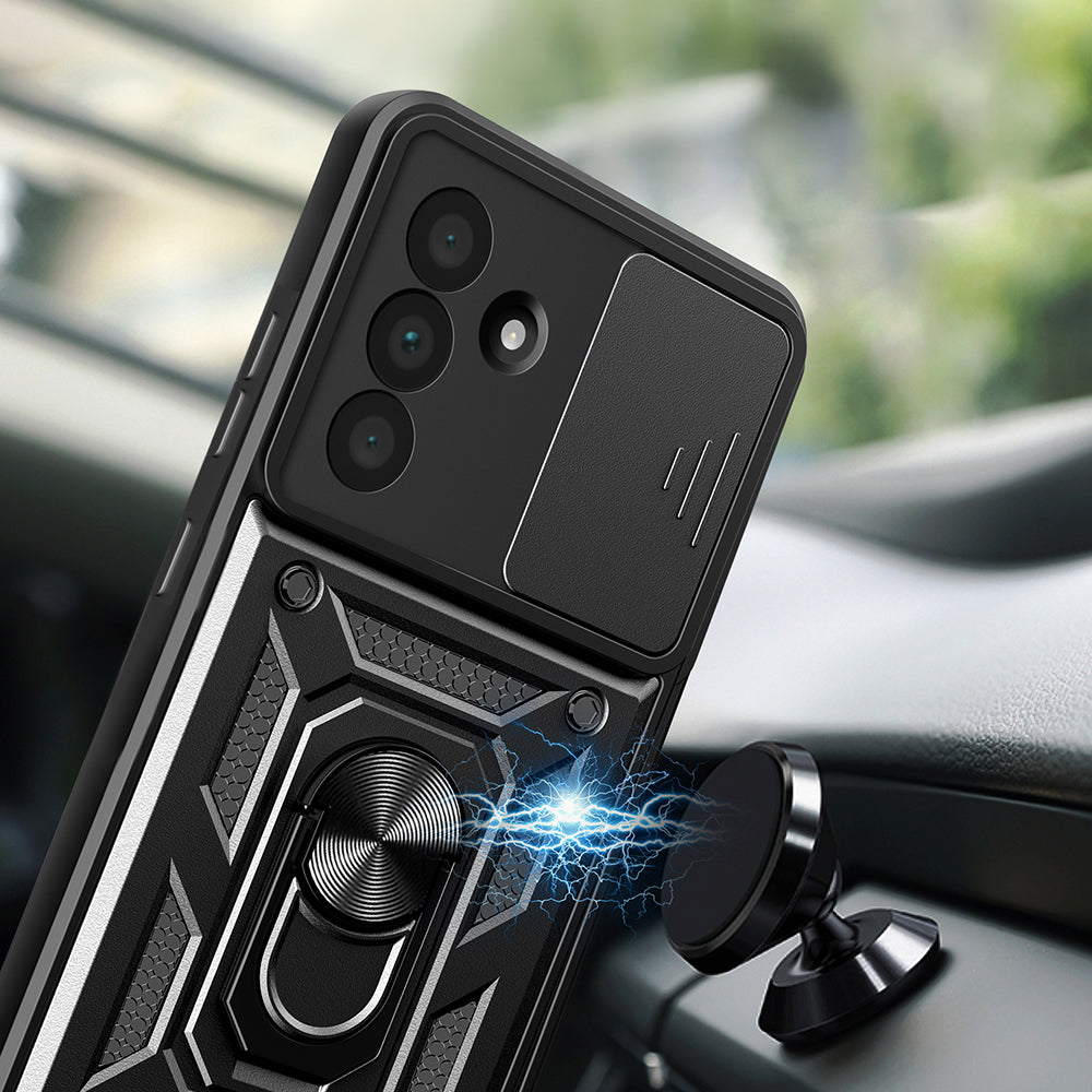 Galaxy A36 Case Magnetic Stand Camera Protection Zore Sliding Vega Cover Black