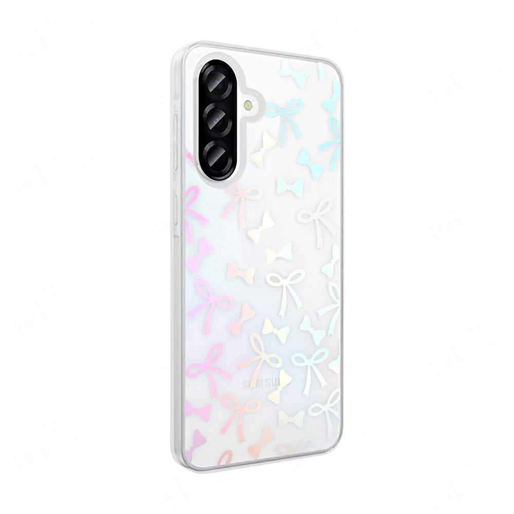 Galaxy A36 Case Transparent Figured Zore Folk Hard Cover Bow 
