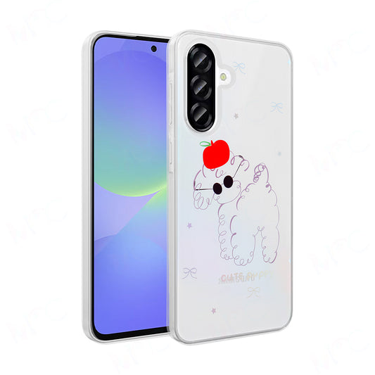 Galaxy A36 Case Transparent Figured Zore Folk Hard Cover Cute Dog 