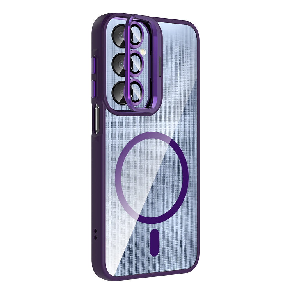 Galaxy A36 Case with Stand and Camera Lens Gift Zore Etro Cover Gray 