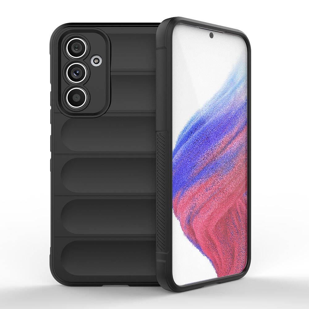 Galaxy A54 Case Flexible TPU Hollow Back Surface Design Zore Ethnic Silicone Cover Black 