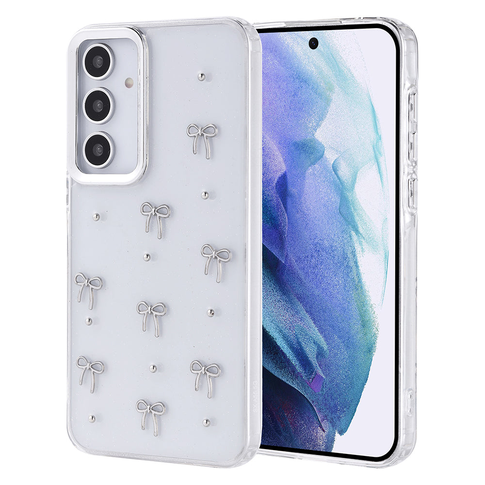 Galaxy A55 Case Airbag Design Glitter Transparent Zore Polar Cover Bow 