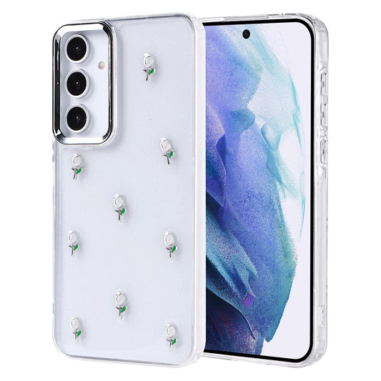 Galaxy A55 Case Airbag Design Glitter Transparent Zore Polar Cover Tulip 