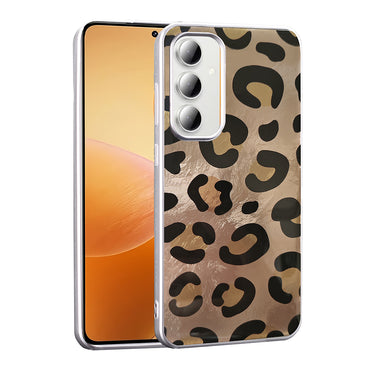 Galaxy A55 Case Patterned Zore Mep Cover Gold Leopard