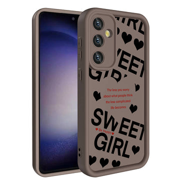 Galaxy A55 Case Camera Protection Printed Back Surface Zore Classy Cover Light Brown 