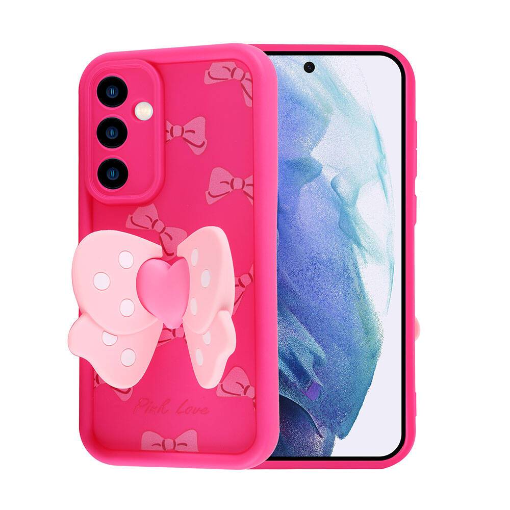 Galaxy A55 Case Camera Protection Figure Design Zore Cover Pink Open