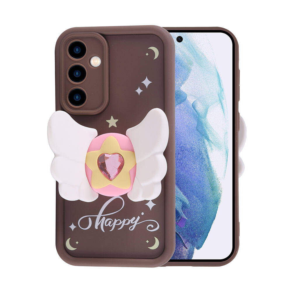 Galaxy A55 Case Camera Protection Figure Design Zore Cover Pink Open