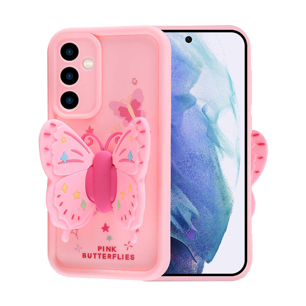 Galaxy A55 Case Camera Protection Figure Design Zore Cover Pink Open