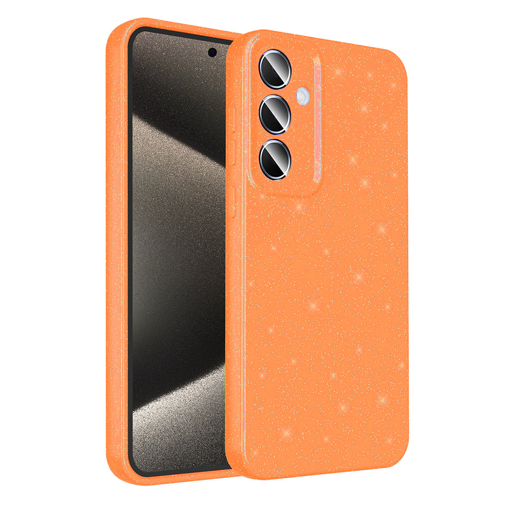 Galaxy A55 Case Camera Protection Glitter Luxury Zore Cotton Cover Orange 