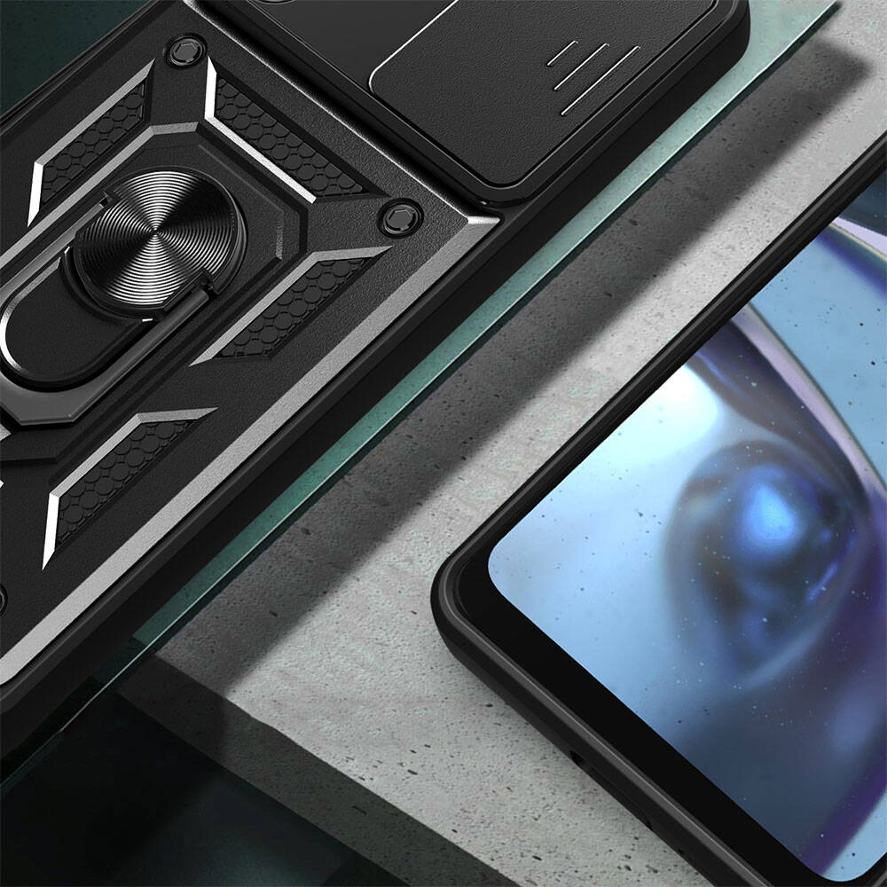 Galaxy A55 Case Magnetic Stand Camera Protection Zore Sliding Vega Cover Black