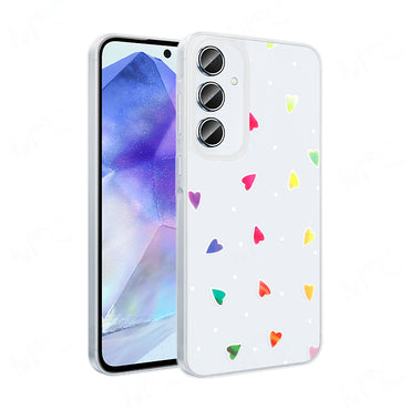 Galaxy A55 Case Transparent Figured Zore Folk Hard Cover Daisy 