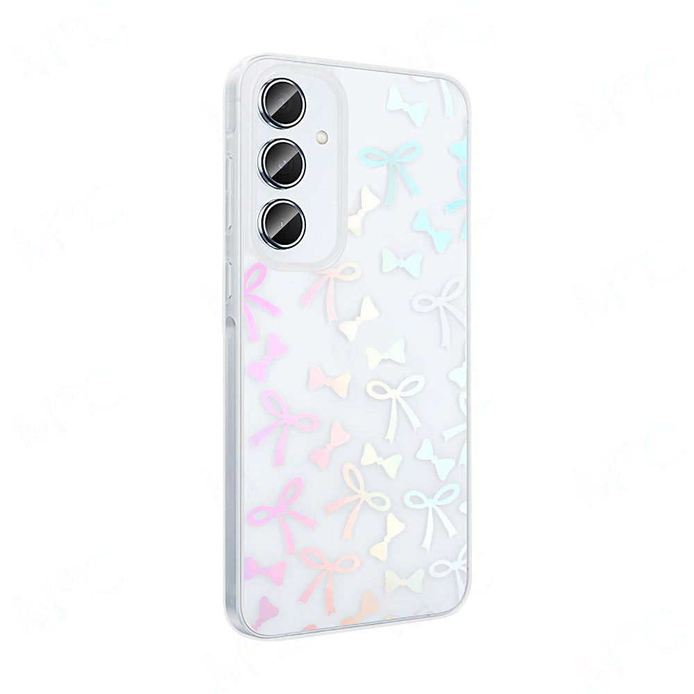 Galaxy A55 Case Transparent Figured Zore Folk Hard Cover Bow 