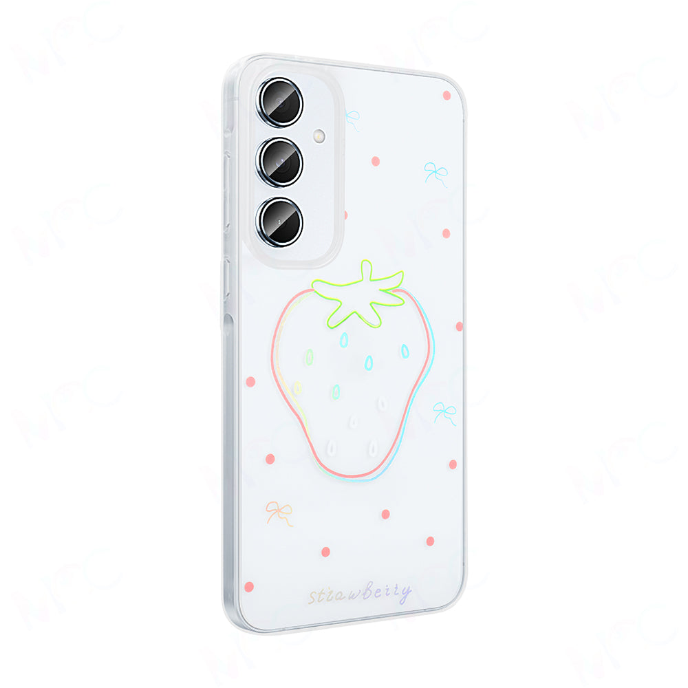 Galaxy A55 Case Transparent Figured Zore Folk Hard Cover Bow 
