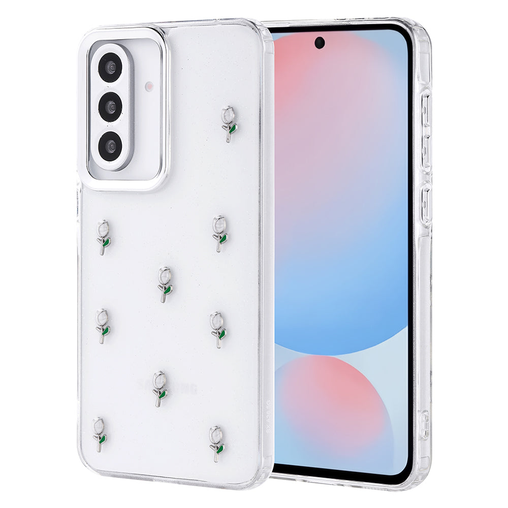 Galaxy A56 Case Airbag Design Glitter Transparent Zore Polar Cover Tulip