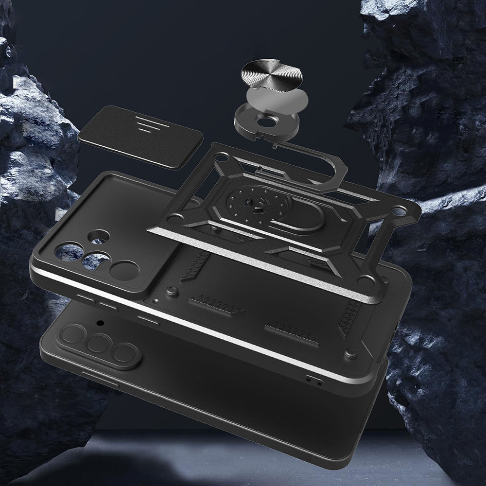 Galaxy A56 Kılıf Magnetik Standlı Kamera Korumalı Zore Sürgülü Vega Kapak Mavi