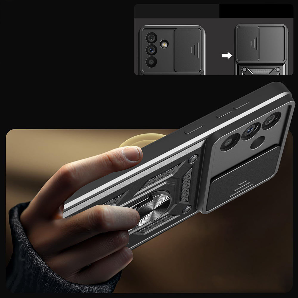 Galaxy A56 Kılıf Magnetik Standlı Kamera Korumalı Zore Sürgülü Vega Kapak Mavi