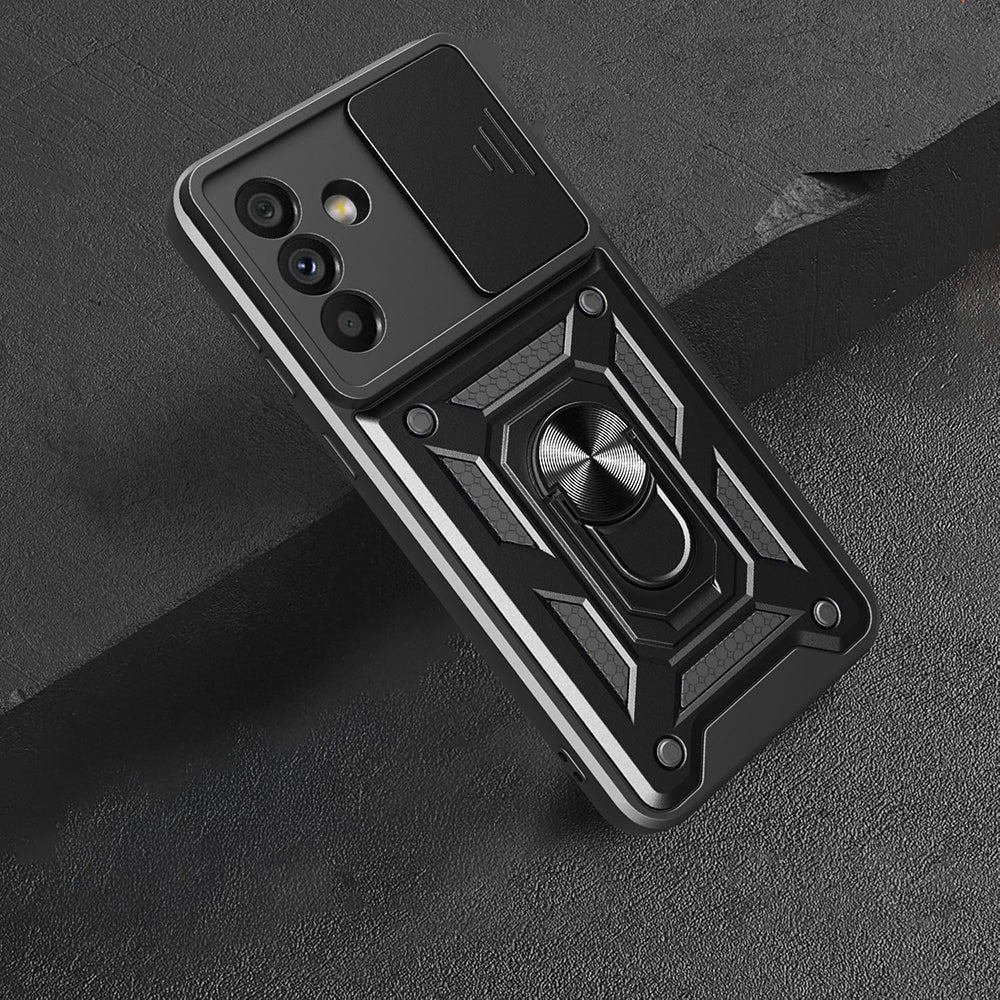 Galaxy A56 Kılıf Magnetik Standlı Kamera Korumalı Zore Sürgülü Vega Kapak Siyah