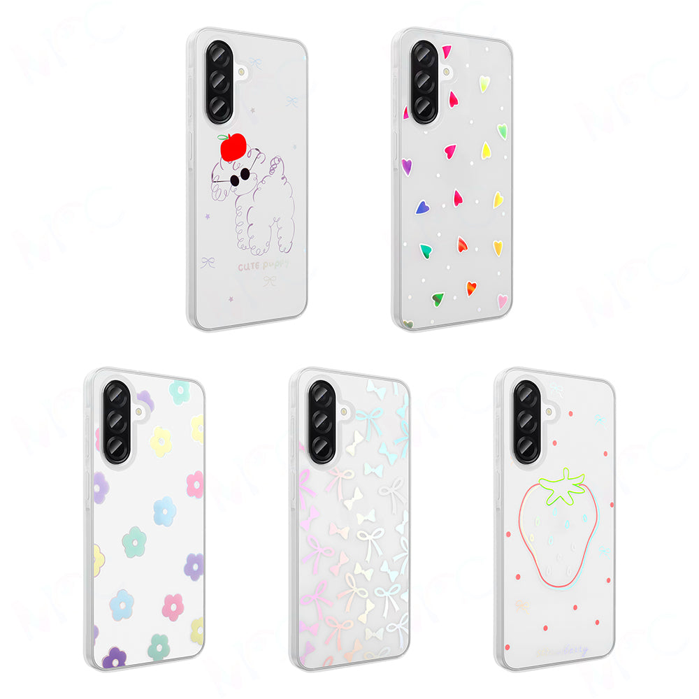 Galaxy A56 Case Transparent Figured Zore Folk Hard Cover Daisy 