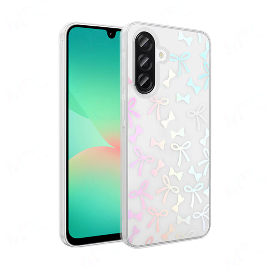 Galaxy A56 Case Transparent Figured Zore Folk Hard Cover Bow 