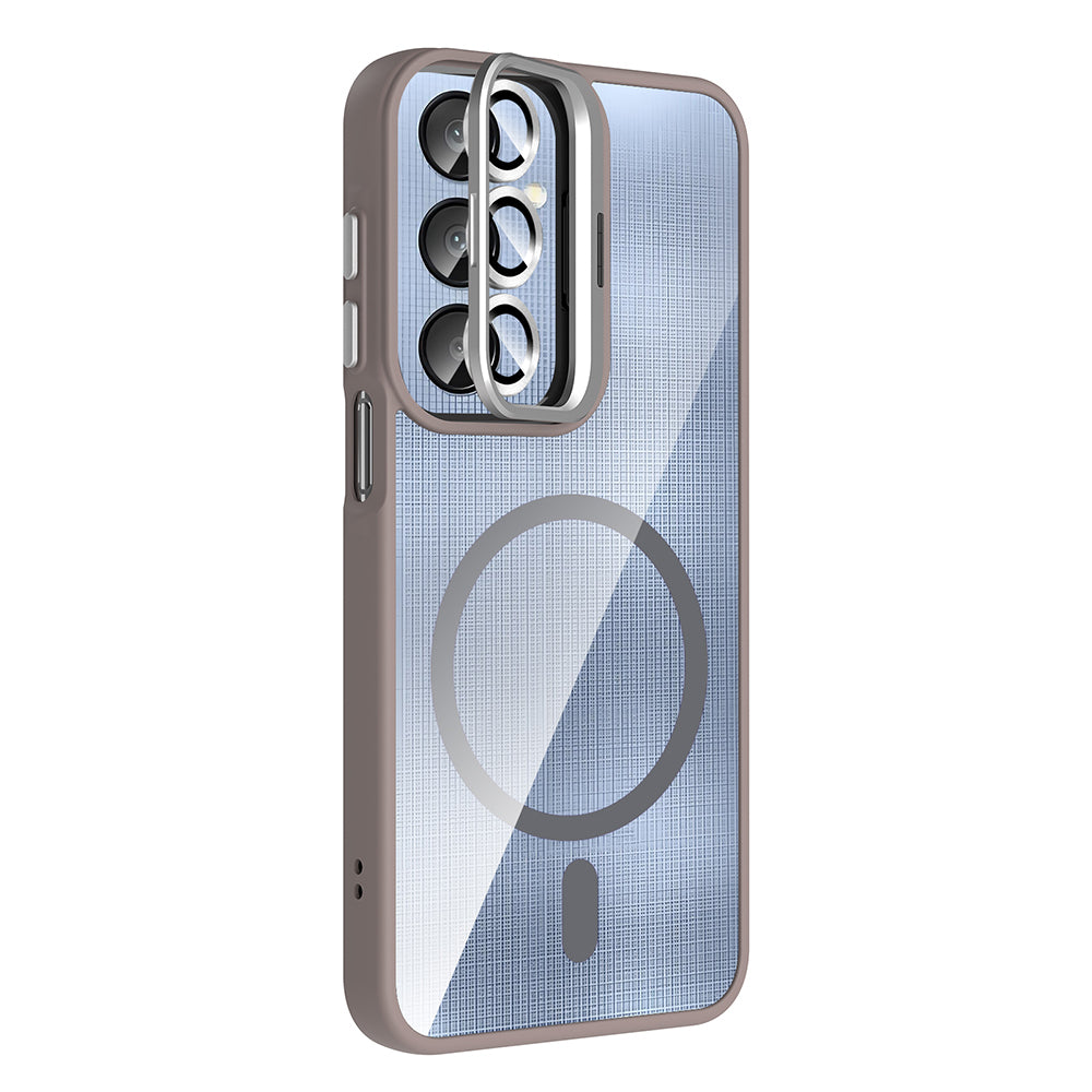Galaxy A56 Case with Stand and Camera Lens Gift Zore Etro Cover Gray 