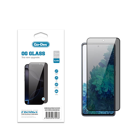 Galaxy S20 FE Go Des OG Glass Privacy Antistatic Tempered Glass Screen Protector Black 