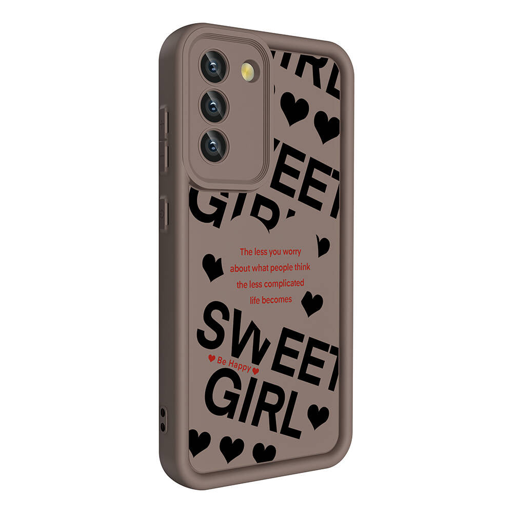 Galaxy S21 FE Case Camera Protection Printed Back Surface Zore Classy Cover Black 