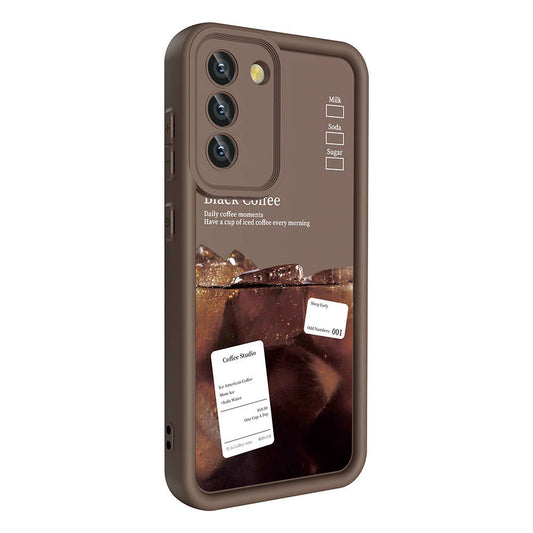 Galaxy S21 FE Case Camera Protection Printed Back Surface Zore Classy Cover Dark Brown 
