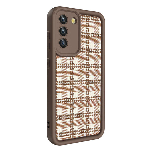 Galaxy S21 FE Case Camera Protection Printed Back Surface Zore Classy Cover Light Brown 