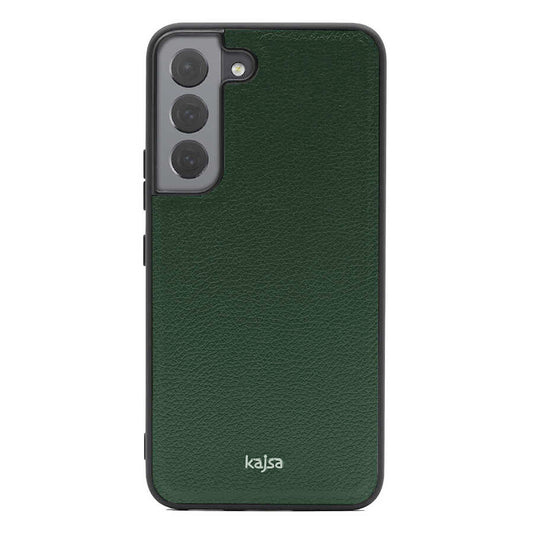 Galaxy S22 Kılıf Kajsa Luxe Collection Hakiki Deri Kapak Yeşil