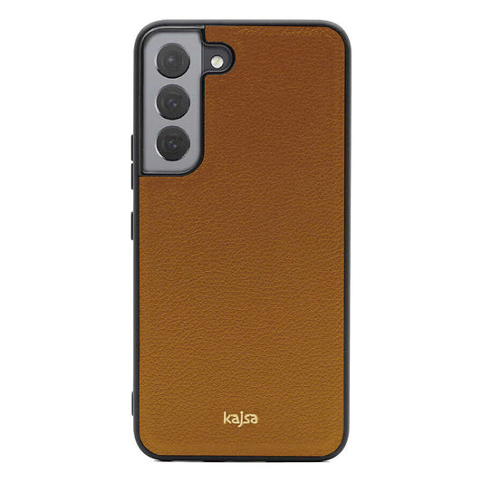 Galaxy S22 Kılıf Kajsa Luxe Collection Hakiki Deri Kapak Kahverengi