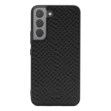 Galaxy S22 Kılıf Kajsa Pearl Pattern Hakiki Deri Kapak Kahverengi