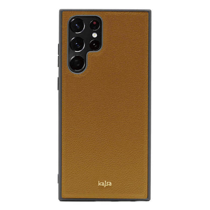 Galaxy S22 Ultra Kılıf Kajsa Luxe Collection Hakiki Deri Kapak Kahverengi