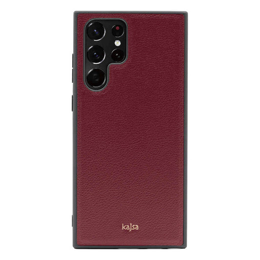 Galaxy S22 Ultra Kılıf Kajsa Luxe Collection Hakiki Deri Kapak Kırmızı