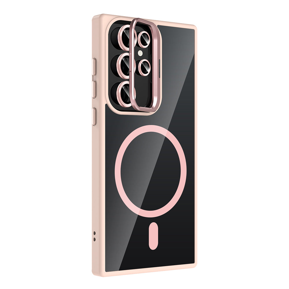 Galaxy S22 Ultra Case with Stand and Camera Lens Gift, M-Safe Charging Feature, Zore Etro Cover Black 