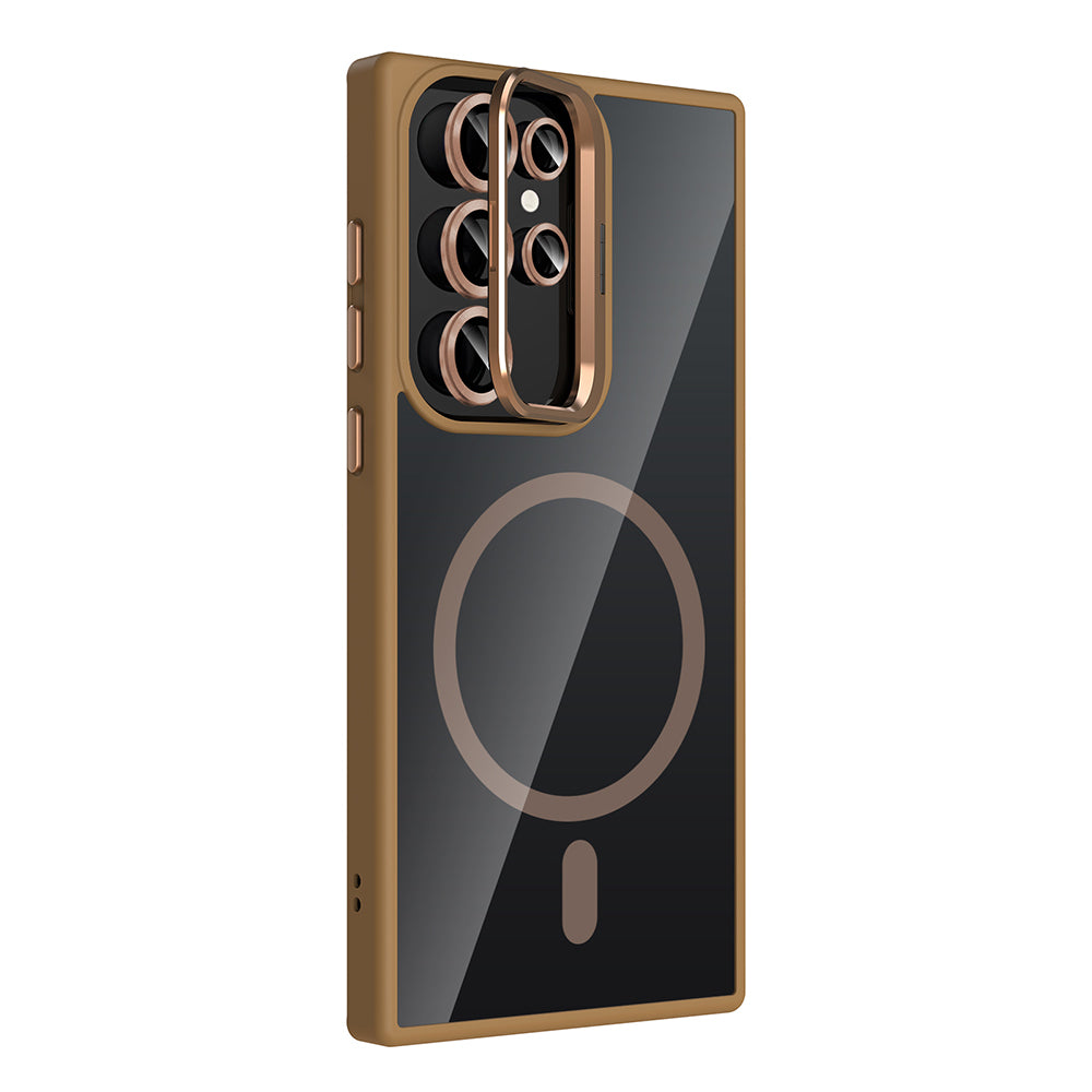 Galaxy S22 Ultra Case with Stand and Camera Lens Gift, M-Safe Charging Feature, Zore Etro Cover Black 