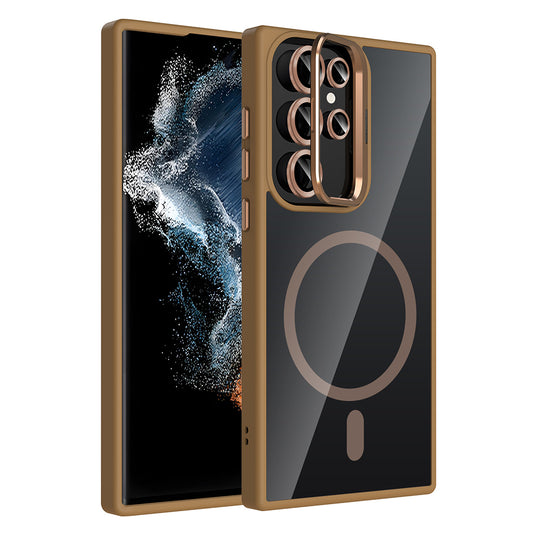 Galaxy S22 Ultra Case with Stand and Camera Lens Gift, M-Safe Charging Function, Zore Etro Cover Desert Titanium 