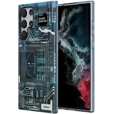 Galaxy S22 Ultra Case YoungKit Technology Series Cover Blue 