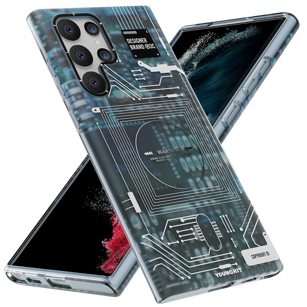 Galaxy S22 Ultra Case YoungKit Technology Series Cover Black 