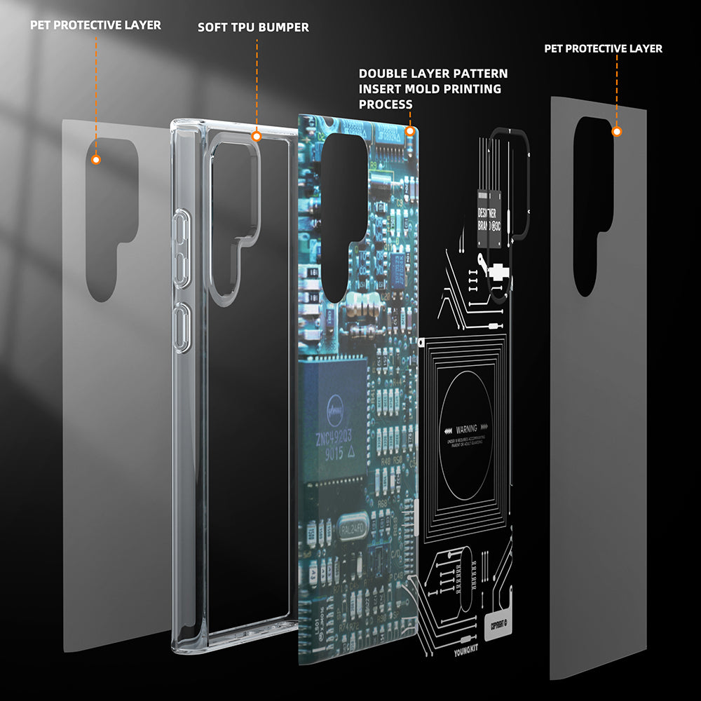 Galaxy S22 Ultra Case YoungKit Technology Series Cover Black 
