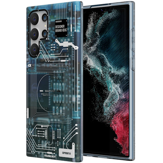 Galaxy S22 Ultra Case YoungKit Technology Series Cover Blue 
